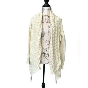 Lucky Brand women’s cozy core cascading hemline in cream knit size small